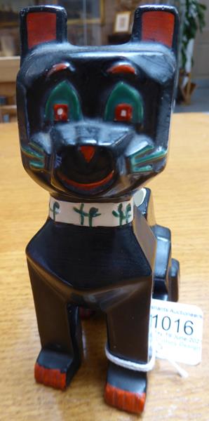 An English Pottery ''Louis Wain'' Model of a Futurist Cat, design registered 1914, painted black, - Image 3 of 10