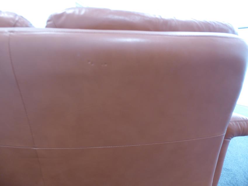 A Tetrad Brown Leather Sofa and Armchair, on brown castors, both labelled tetrad ENGLAND MAKERS OF - Image 4 of 26