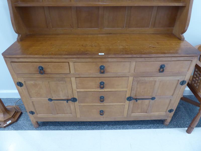 Workshop of Robert Mouseman Thompson (Kilburn): An English Oak Panelled 5ft Welsh Dresser, the - Image 5 of 23