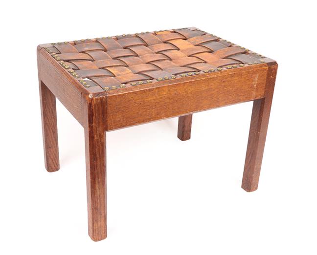 Arthur W Simpson (1857-1922) and Hubert Simpson (1889-1975): An Oak Easy Stool, with studded