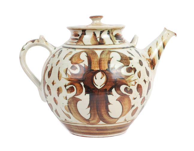 Alan Caiger-Smith (1930-2020): A Large Tin Glazed Earthenware Teapot, with rust brushwork, painted - Image 3 of 3