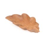 Woodpeckerman: Stan Dodds (1928-2012): An English Oak Leaf Dish, with recessed carved woodpecker