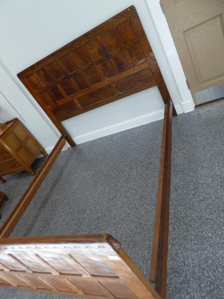 Robert Mouseman Thompson (1876-1955): An English Oak 5ft Panelled Bedstead, penny moulded top, - Image 7 of 10