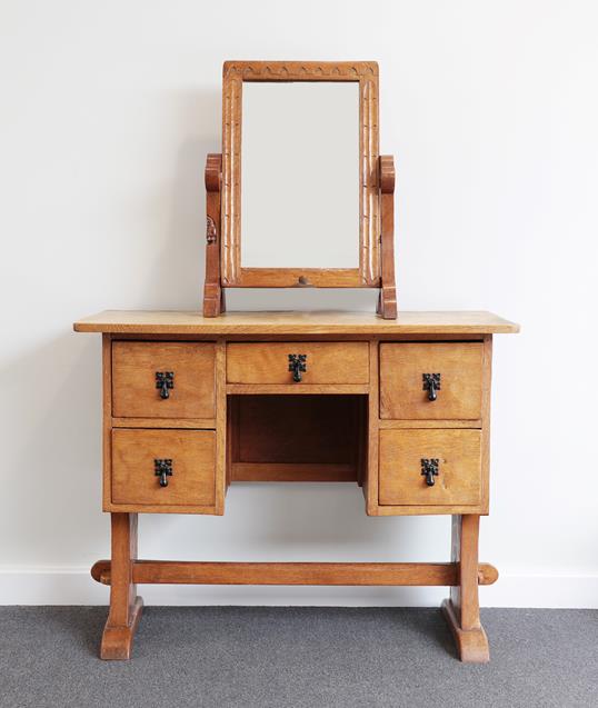 Gnomeman: Thomas Whittaker (1912-1991) (Littlebeck): An English Oak Kneehole Dressing Table, the