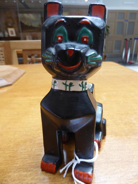 An English Pottery ''Louis Wain'' Model of a Futurist Cat, design registered 1914, painted black, - Image 10 of 10