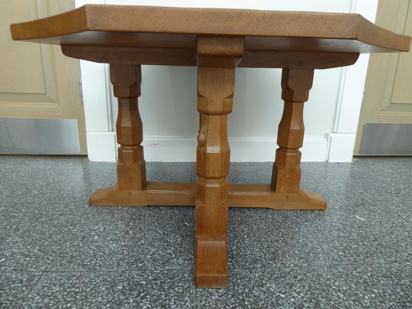 Workshop of Robert Mouseman Thompson (Kilburn): An English Oak Octagonal Coffee Table, on four - Image 5 of 7