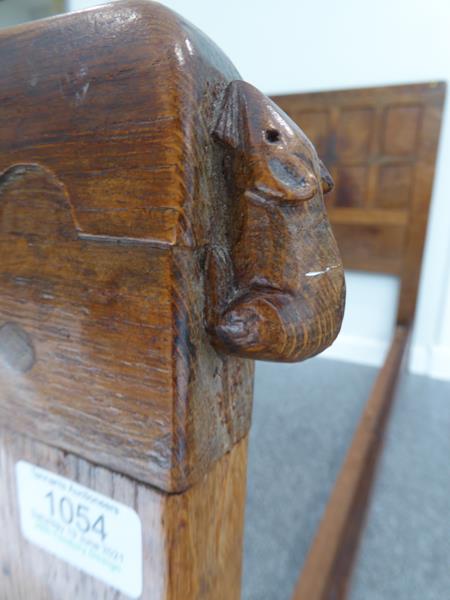 Robert Mouseman Thompson (1876-1955): An English Oak 5ft Panelled Bedstead, penny moulded top, - Image 10 of 10