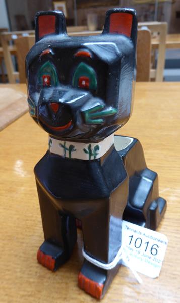 An English Pottery ''Louis Wain'' Model of a Futurist Cat, design registered 1914, painted black, - Image 2 of 10