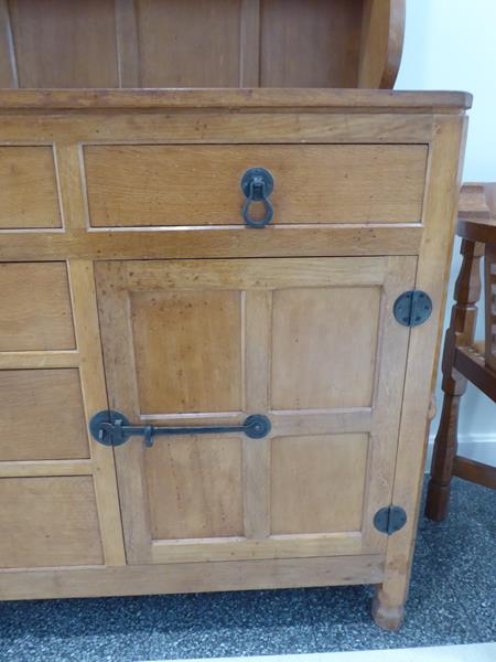 Workshop of Robert Mouseman Thompson (Kilburn): An English Oak Panelled 5ft Welsh Dresser, the - Image 7 of 23