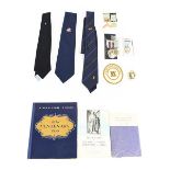 A Quantity of Masonic Regalia, including a Craft Worshipful Master apron, gloves, collar and