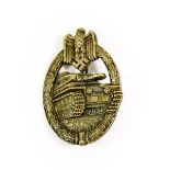 A German Third Reich Panzer Assault Badge in Bronze, of die struck construction with solid back