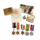 A Second World War Group of Five Medals, comprising 1939-45 Star, Africa Star, Italy Star, Defence