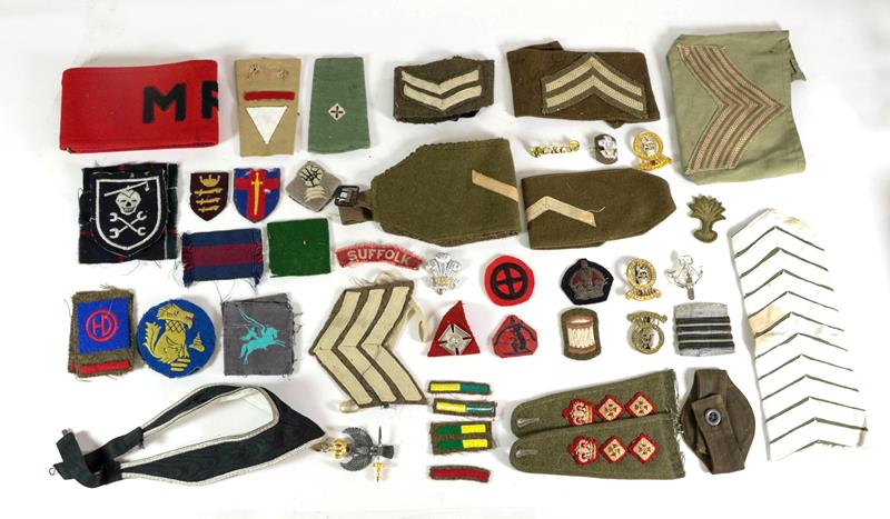 A Small Quantity of British Second World War and Post War, Cloth Insignia, including rank brassards,