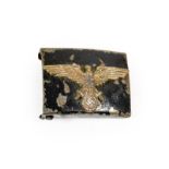 A German Third Reich Heer EM's Steel Buckle, later painted black and set with an NS-RKB white