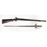 A 19th Century Percussion Two Band Rifle, .500 calibre, the 79.5cm steel barrel with cut-out wedge