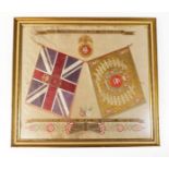 A First World War Embroidered Silk Panel to the Northumberland Fusiliers, worked in couching and