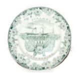 A Brameld plate commissioned by the Dundee & Hull Steam Packet Company, printed in sage green to