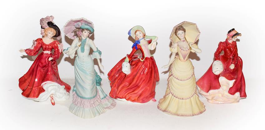 A quantity of Royal Doulton and Coalport figures, Autumn Breezes HN1934, Louise HN3207, Patricia