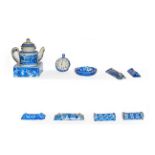 A quantity of early 19th century English blue and white pottery including a child's pearlware teapot