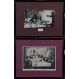 A Frank Brangwyn etching and another, 14cm by 24cm and 18cm by 25cm (2)