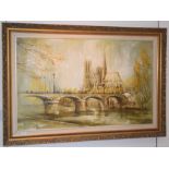 Ben Maile (b.1922) Notre Dame from the Seine Signed, oil on canvas, 75cm by 120cm Artist's Resale