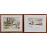 W M Parker, Village landscape, signed, watercolour, 31cm by 43cm, and another watercolour by Smith