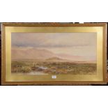 John Surtees (1817-1915), Nothumberland moorland landscape, indistinctly signed, watercolour, 37cm