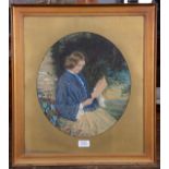 19th Century English School Portrait of a lady seated reading a letter Mixed media on paper, 35cm by