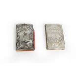 Two Victorian Mother-of-Pearl Aide Memoire, each oblong, one carved with two beaded cartouches on