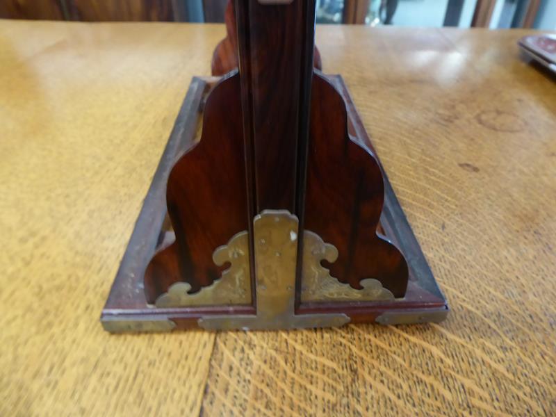 A 19th century Chinese rosewood three-tier picnic basket; together with a Chinese painted stand (2) - Image 3 of 15