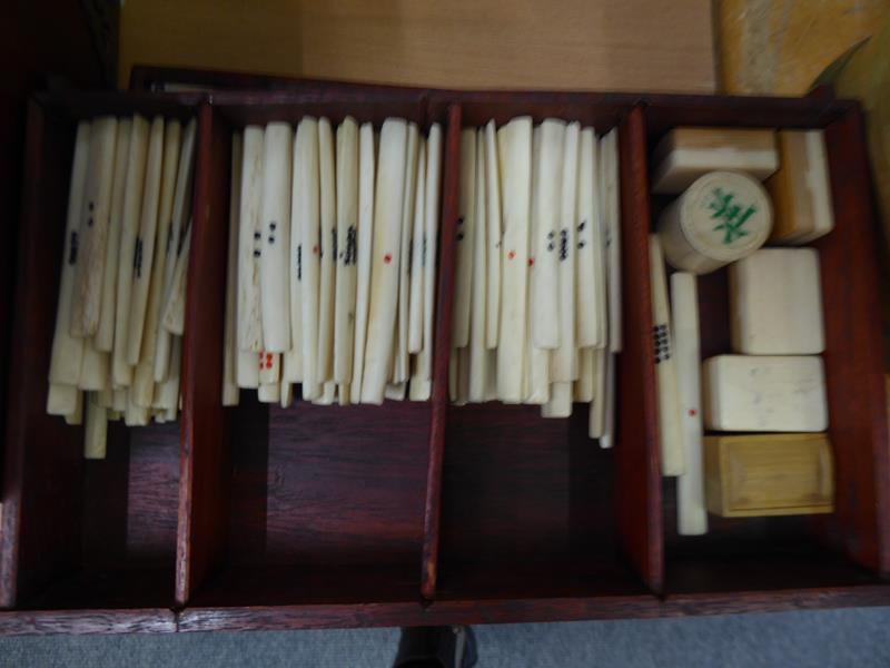 A cased bone Mahjong set. Size of the box 24cm by 17cm by 17cm. The box a little tired, the back - Image 19 of 20