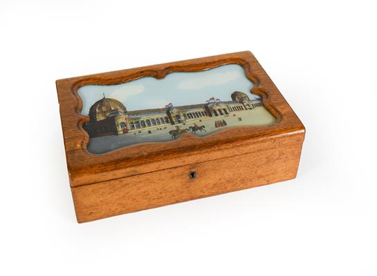 A Collection of Assorted Items, including: a wood box, the hinged cover set with a reverse painted - Image 7 of 9