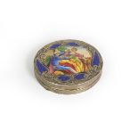 A Continental Silver and Enamel Compact, Stamped '800' Only, Possibly Italian, circular, the