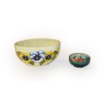 A Walter Moorcroft Pansy Nouveau vase and a Walter Moorcroft Fresia small bowl (2)