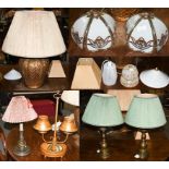 A Watmough & Little table lamp, a pair of bronze metal table lamps, and two other table lamps (5)