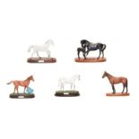 Beswick and Royal Doulton Horses on wooden plinths including: Arab, Desert Orchid, Spirit of the