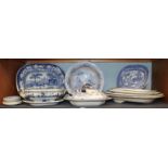 A group of 19th century English blue and white pottery, including: a Masons Ironstone china tureen
