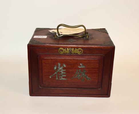 A cased bone Mahjong set. Size of the box 24cm by 17cm by 17cm. The box a little tired, the back - Image 2 of 20