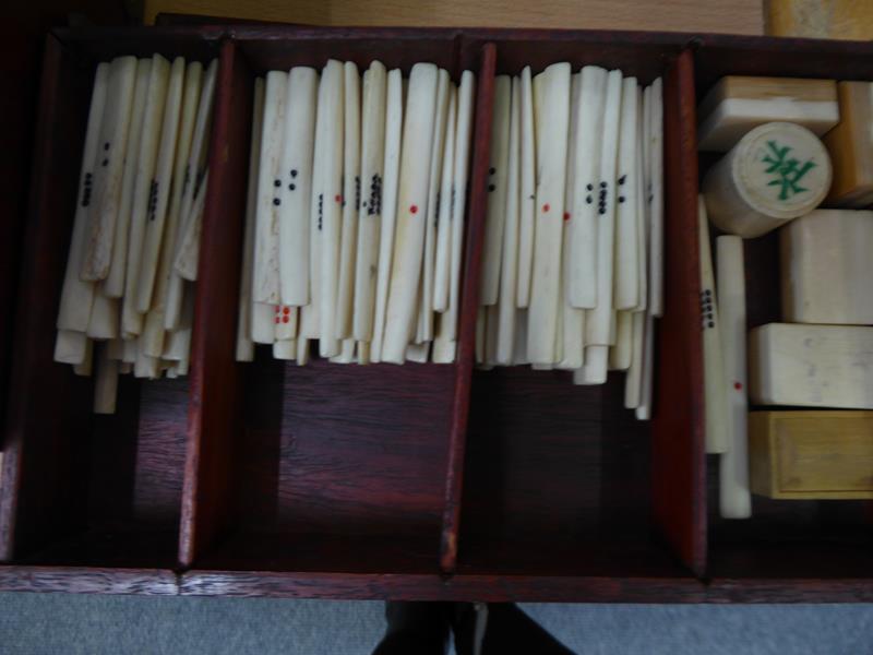 A cased bone Mahjong set. Size of the box 24cm by 17cm by 17cm. The box a little tired, the back - Image 20 of 20