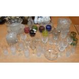 Large quantity of cut glassware, including a harlequin set of six hock glasses, five various