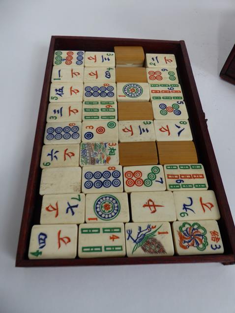 A cased bone Mahjong set. Size of the box 24cm by 17cm by 17cm. The box a little tired, the back - Image 13 of 20