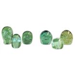 Six Victorian green glass dumps (6)