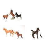 Beswick Horses Comprising: Welsh Cob (Rearing), model No. 1014, brown gloss; Hackney, model No.