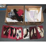 Nine pairs of ladies shoes, by Bruno Magli, Ferragamo, Gucci etc, together with belts, Celine and