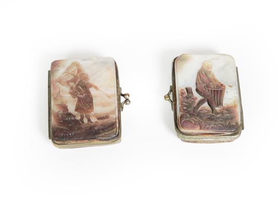 Two Belgian Metal-Mounted Mother-of-Pearl Purses, each oblong, the cover of each with a mother-of-