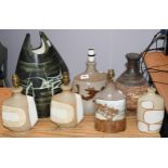 Six Cornish pottery table lamps and a Studio pottery vase (7)