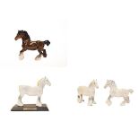 Beswick Shire Horses Including: Cantering Shire, model No. 975, grey gloss and Shire Mare, model No.