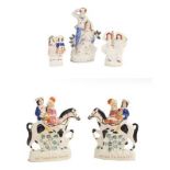 Five various Staffordshire figures including 'Going to Market' and 'Returning Home' (5)