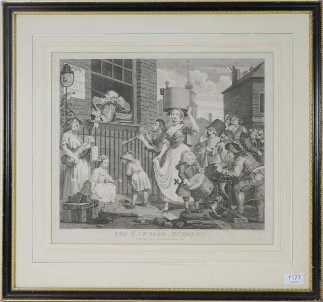 After William Hogarth prints entitled Pitt Ticket and the Enraged Musician, late 19th/early 20th - Image 2 of 2