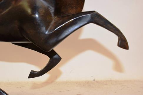 French School (20th/21st century) Galloping horse Bronze on a marble base, 38.5cm high - Image 4 of 8